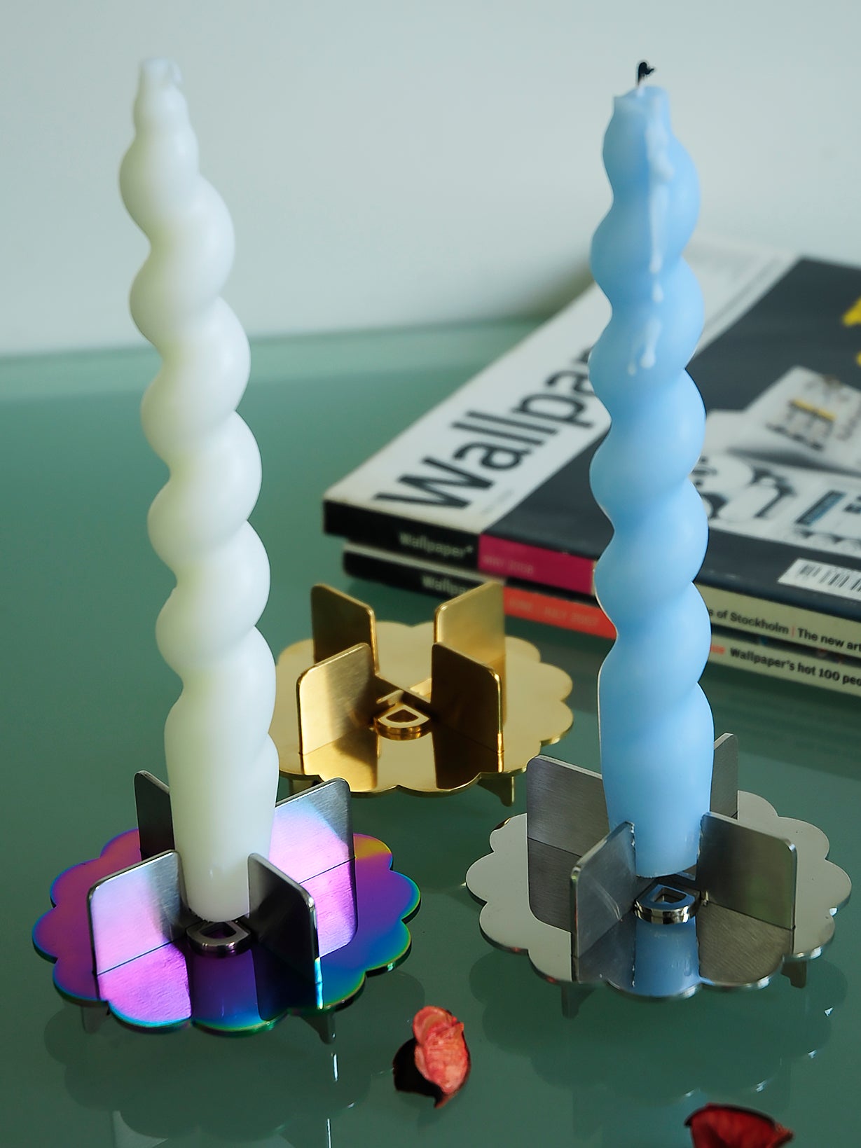 Stainless Steel Candle Holder (Blue)